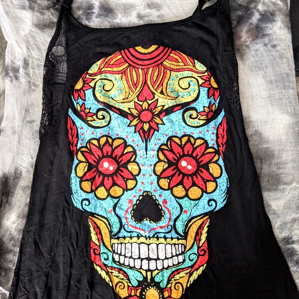 Black Sugar Skull Tunic Tank